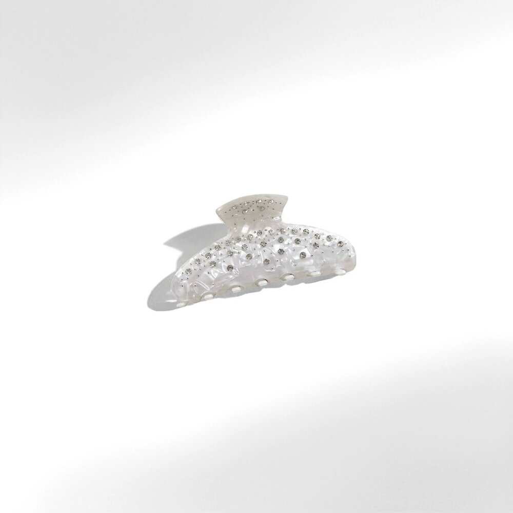 Hair Claw Clip #1 – White Rhinestone Pearl 3.7" (New)